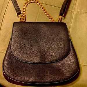 Black cross body bag with gold chain satchel option